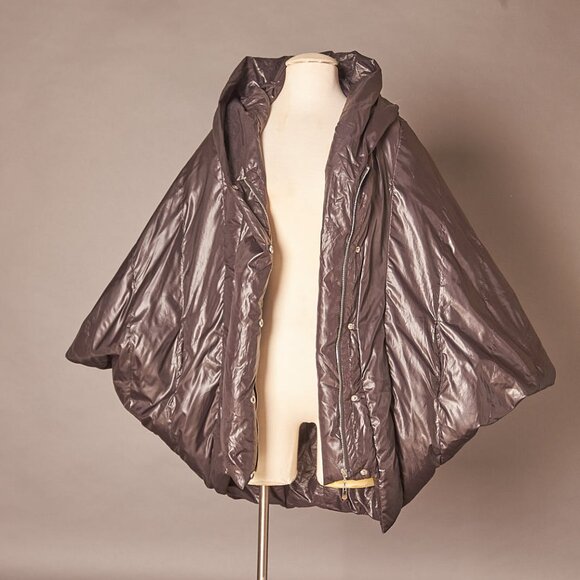 Vintage Y2K Black Puffer Cape Coat